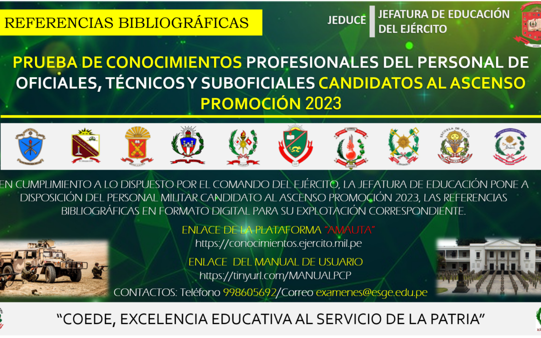 JEDUCE PUBLICA REFERENCIAS BIBLIOGRÁFICAS PARA EXAMEN DE ASCENSO DEL PERSONAL MILITAR, PROMOCIÓN 2023